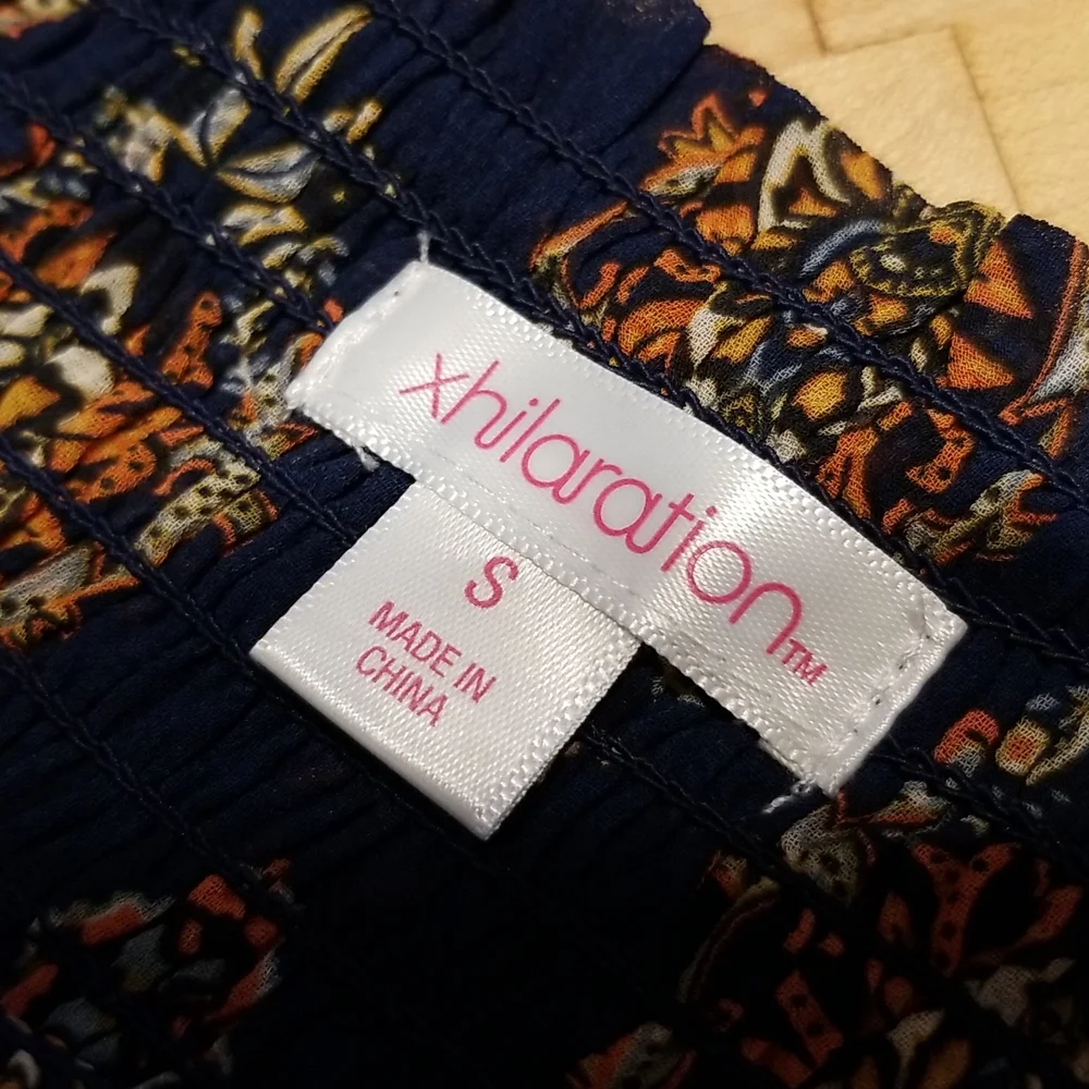 Xhilaration Blue & Orange Romper W Train Off Shoulder - Picture 11 of 11
